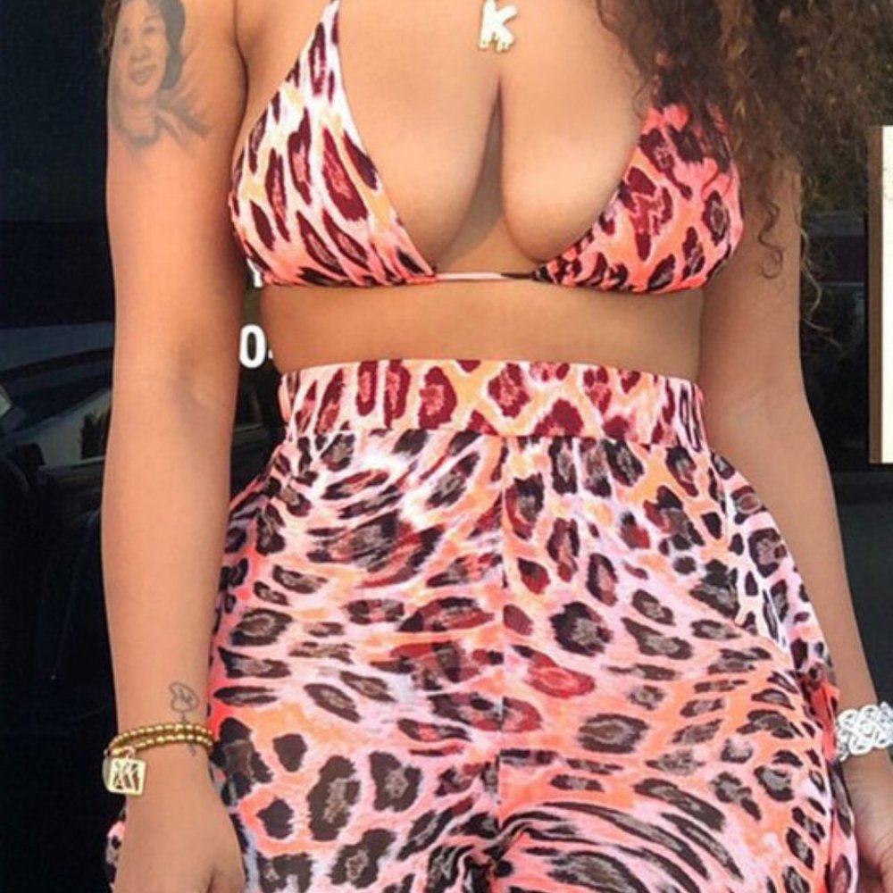Pink Leopard Print Plus Set - Picture 2 of 2